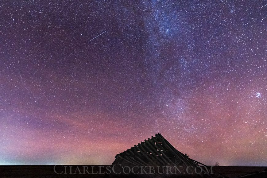 The Milky Way shines over an abandoned building near Waterville at CharlesCockburn.com
